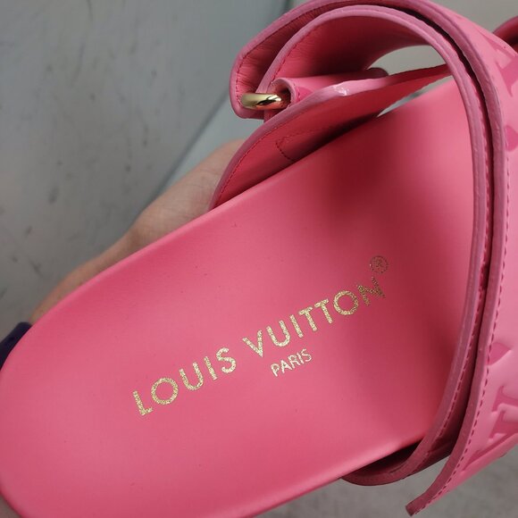 LOUIS VUITTON Pink LV Monogram Bom Dia Flat Slide Sandal - Picture 8 of 12
